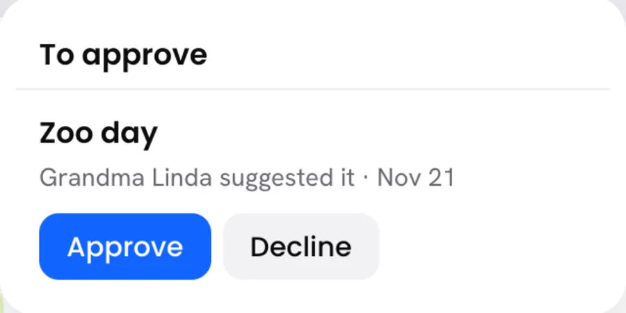 To approve: Zoo day, Grandma Linda suggested it